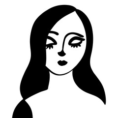 Woman face line art black and white tone minimal style for artwork