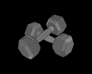 Heavy sport dumbbell for gymnastics, vector Heavy sport dumbbell isolated with black background.