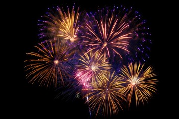 An Image Of Beautiful Fireworks Celebration On Black Background