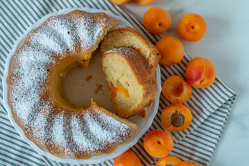sweet home made vanilla bundt cake with apricots
