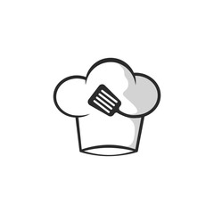 Chef hat logo with spatula illustration vector design