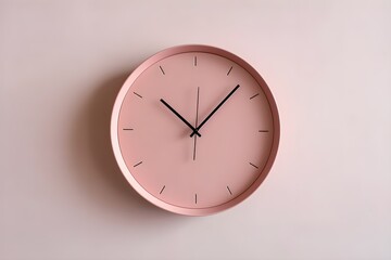 A super-realistic pink clock on a pink wall. Clock, time, pink. Created with Generative AI Technology. 
