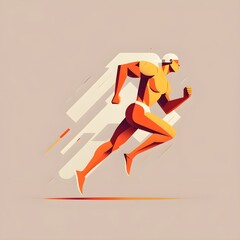 Fototapeta na wymiar Flat art icon of an olympic marathon runner. Sprinter, Olympics, marathon, icon. Created with Generative AI Technology. 