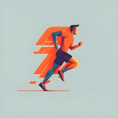 Flat art icon of an olympic marathon runner. Sprinter, Olympics, marathon, icon. Created with Generative AI Technology. 