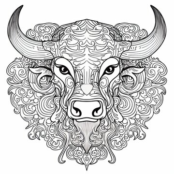 children coloring page of a bull face