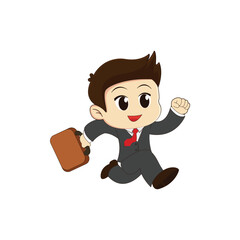 cartoon businessman running