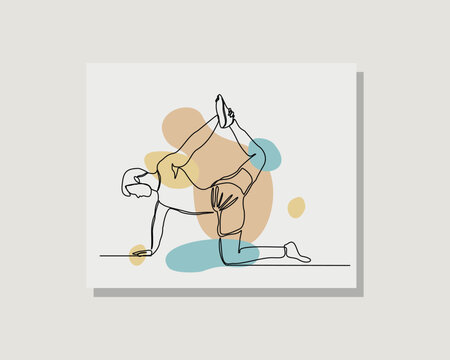 yoga pose line art with colorful shapes clip art preview