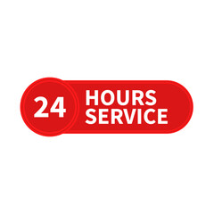 24 Hours Service In Red Color With Rounded Rectangle Shape For Business Promotion

