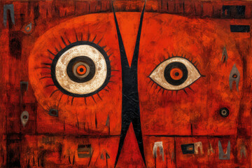 Obraz na płótnie Canvas Abstract painting illustrating the concept of being watched, paranoia and espionage, generative ai illustration