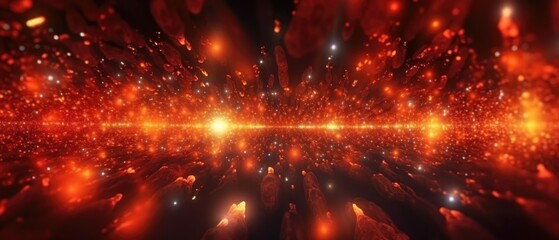 Obraz premium Red glow particle abstract background. Light blurred of light glitter. Glow texture background. Generative AI