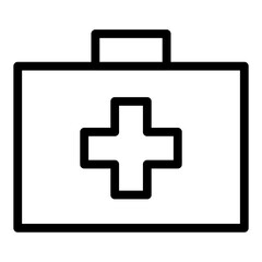 The first aid kit icon, symbolizing medical supplies for basic emergency care. The icon is commonly used to indicate the location of first aid supplies in homes, workplaces, and public spaces