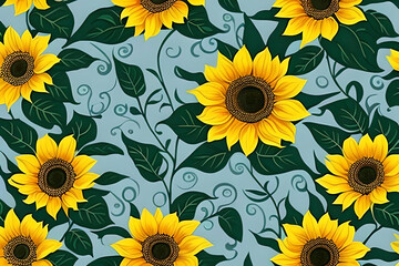 Fototapeta na wymiar floral pattern inspired by the majestic Sunflower