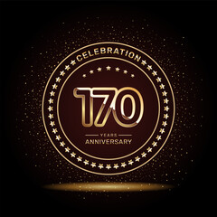 Fototapeta premium 170 year anniversary logo design with double line numbers in gold color, vector template
