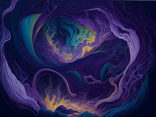 Abstract Waves, Background Design, Fluid Illustration. Generative AI.