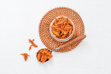 Lily flower tea in a cup