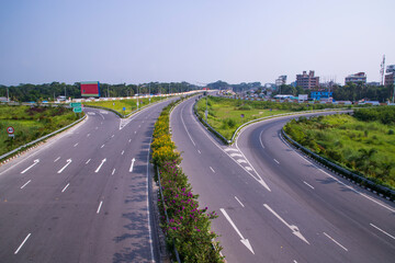 Fototapeta premium Divide Expressway road in Bhanga Interexchange of Bangladesh