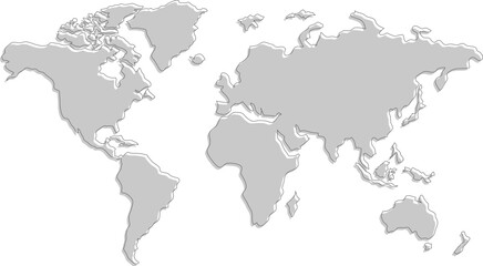 Fototapeta na wymiar World map isolated on white background
