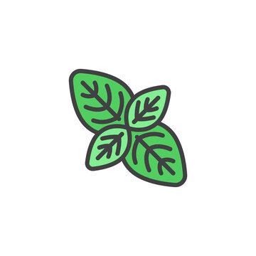Basil leaf filled outline icon