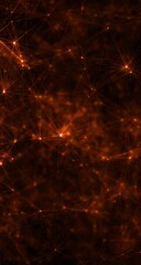 Fototapeta premium Golden orange gradient vertical web banner background. Fantasy abstract technology, engineering and science wallpaper with particles and plexus connected lines. Wireframe 3D illustration and copy spac
