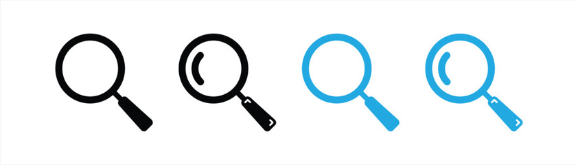 magnifying glass icon set. search magnifier glass icon symbol sign collections, vector illustration