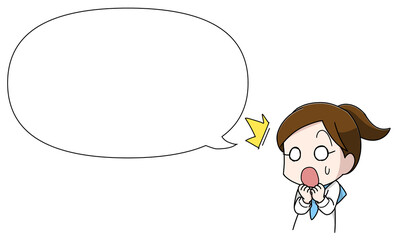 驚く女子学生のイラスト・フキダシ付き