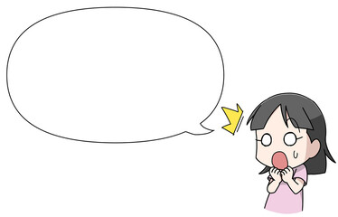 驚く女の子のイラスト・フキダシ付き