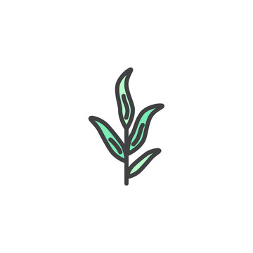 Tarragon leaf filled outline icon