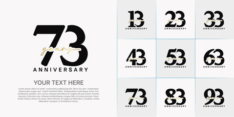 set of anniversary logo with black number and golden handwriting text can be use for celebration