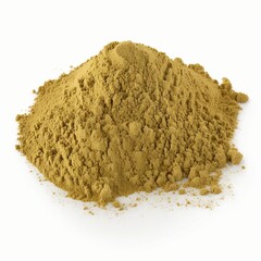 Pile of corriander powder on white background, created with generative AI