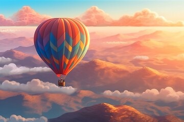 Fototapeta premium Hot air balloon in the sky, created with generative AI