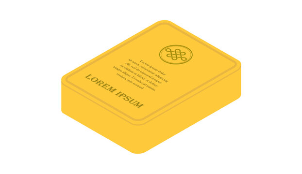 Yellow cookie ,candy, chocolate can. Vector illustration. Sweets gold package.  