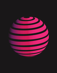 This is a globe ornament art. Global spiral 3D, diagonal swirls, horizontal curvature, vertical arc on the sphere, planet.