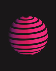 This is a globe ornament art. Global spiral 3D, diagonal swirls, horizontal curvature, vertical arc on the sphere, planet.