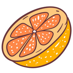 Hand drawn colorful cartoon style orange citrus sign