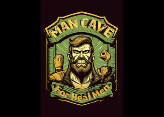 Man Cave Sign - For Real Men vector illustration
