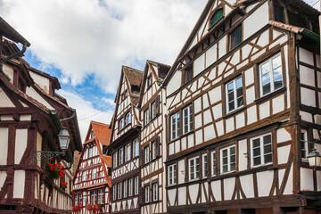 Half-timbered houses in the center of the medieval city of Strasbourg, Alsace, France