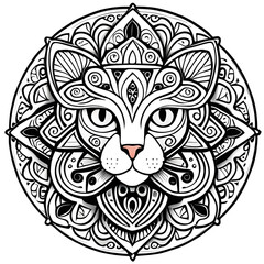 Mandala design of breeds of cats, cats designs, line art, cat line art 