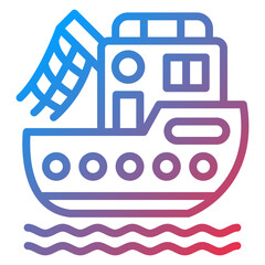 Vector Design Boat Fishing Icon Style