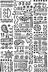 african doodle pattern black and white vector wallpaper design background set of doodle pattern tatoo design