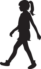 Fototapeta na wymiar a little girl walking vector silhouette