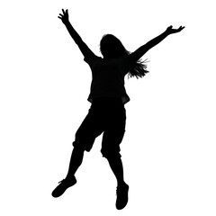 Fototapeta na wymiar Girl silhouette jumping on a joyful celebration, generative ai