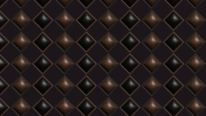 Abstract Brown and Black Grid with Leather Diamond Shape 3d Objects · Creative Wallpaper