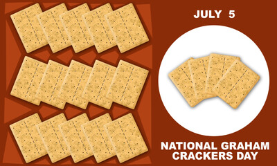 Graham Crackers is neatly structured and the text is bold. Graham crackers include graham flour, bran and seeds. Celebrating National Graham Crackers Day July 5th
