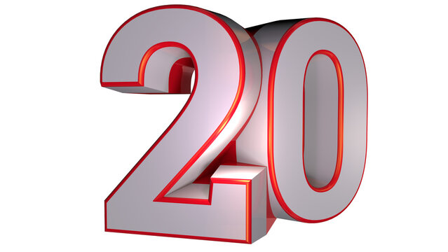 White 3d number design number 20