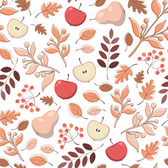 seamless pattern with apples and pears