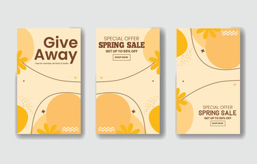Naklejka premium set give away adn spring sale design. Suitable for social media posts, flyer,backgroud and web internet ads.