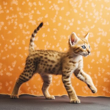 Cheetoh Kitten Running Across Room