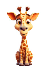 Obraz premium cartoon character cute giraffe on a white isolated background. Generative AI illustration