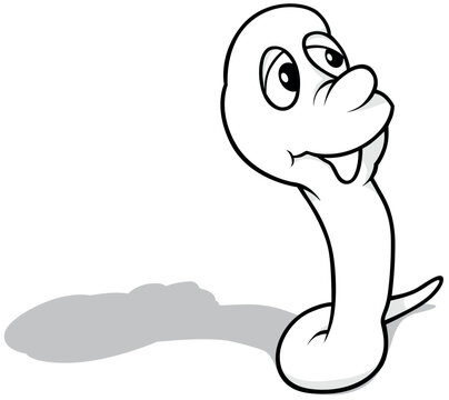 Drawing of a Funny Worm with a Raised Body Part