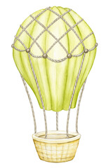 a balloon on an isolated background. Watercolor clipart in boho style, on an isolated background.